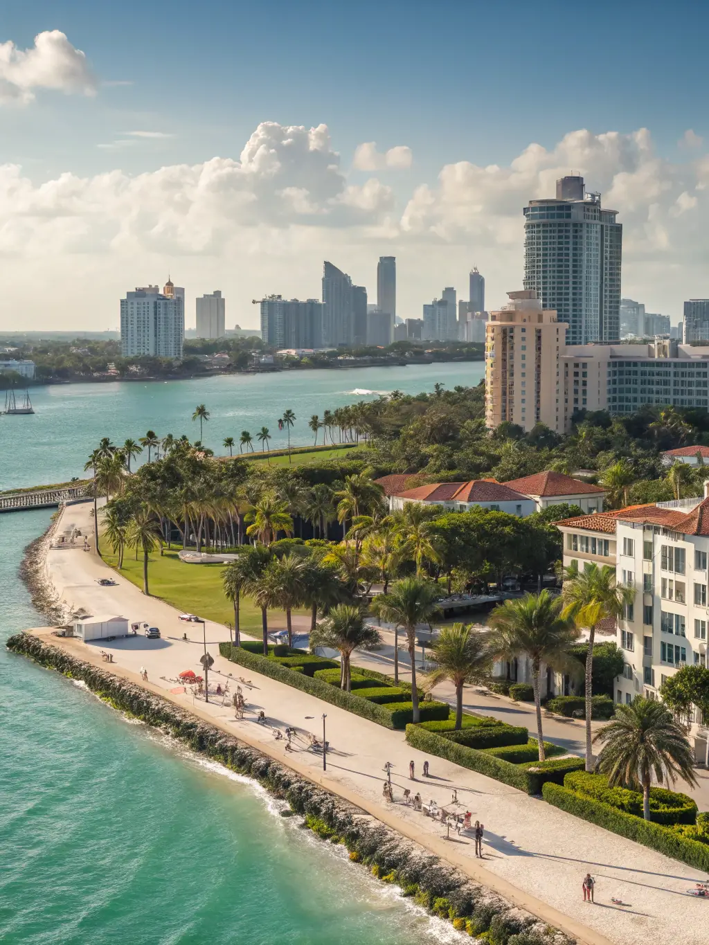 A modern architectural rendering of a mixed-use commercial development in Miami's Brickell neighborhood, showcasing a blend of office, retail, and residential spaces.